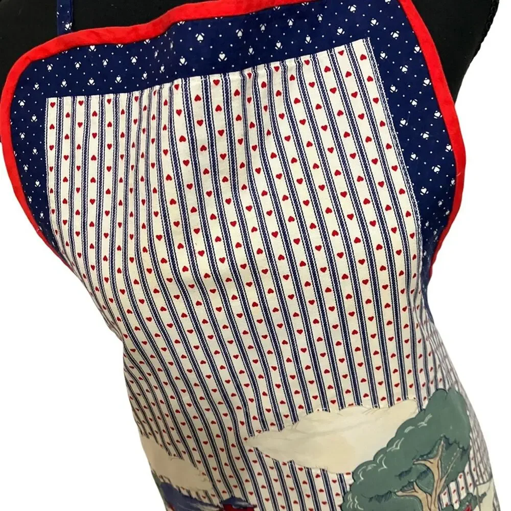 Hand Crafted Multicolor Apron with Red Trim